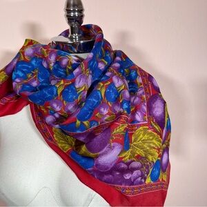 Vintage Cottagecore floral Christmas sugar plum Fruit Purple red Scarf